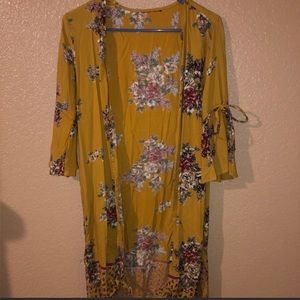 Mustard floral kimono